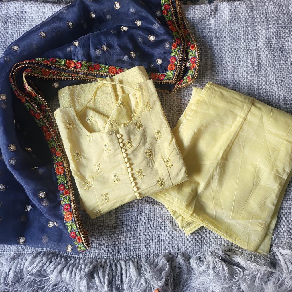 Yellow embroidery salwar set - CS23