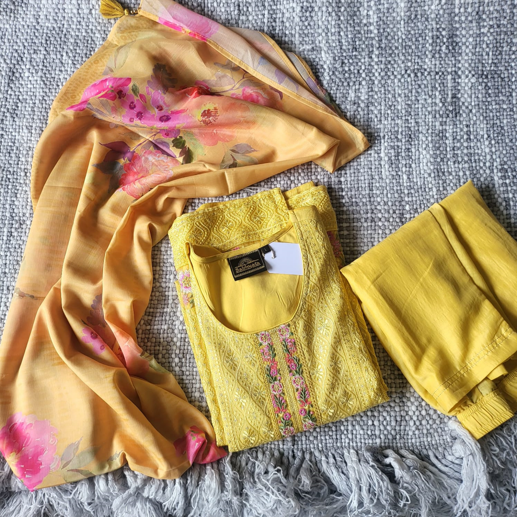 Yellow Hakooba Design Salwar Set - CSA15