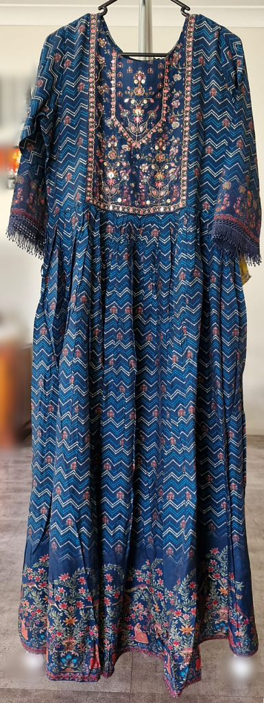 Flared Blue Design Dress - CSA16