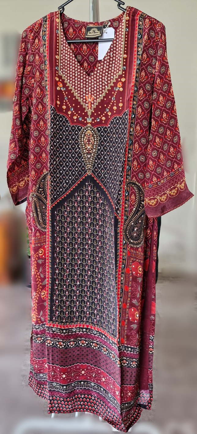 Red & Black Design Salwar Set - CSA17