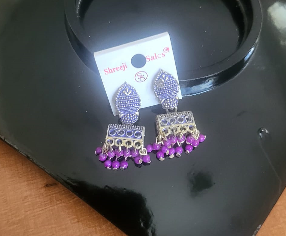Rectangle Purple Jhumka -E11