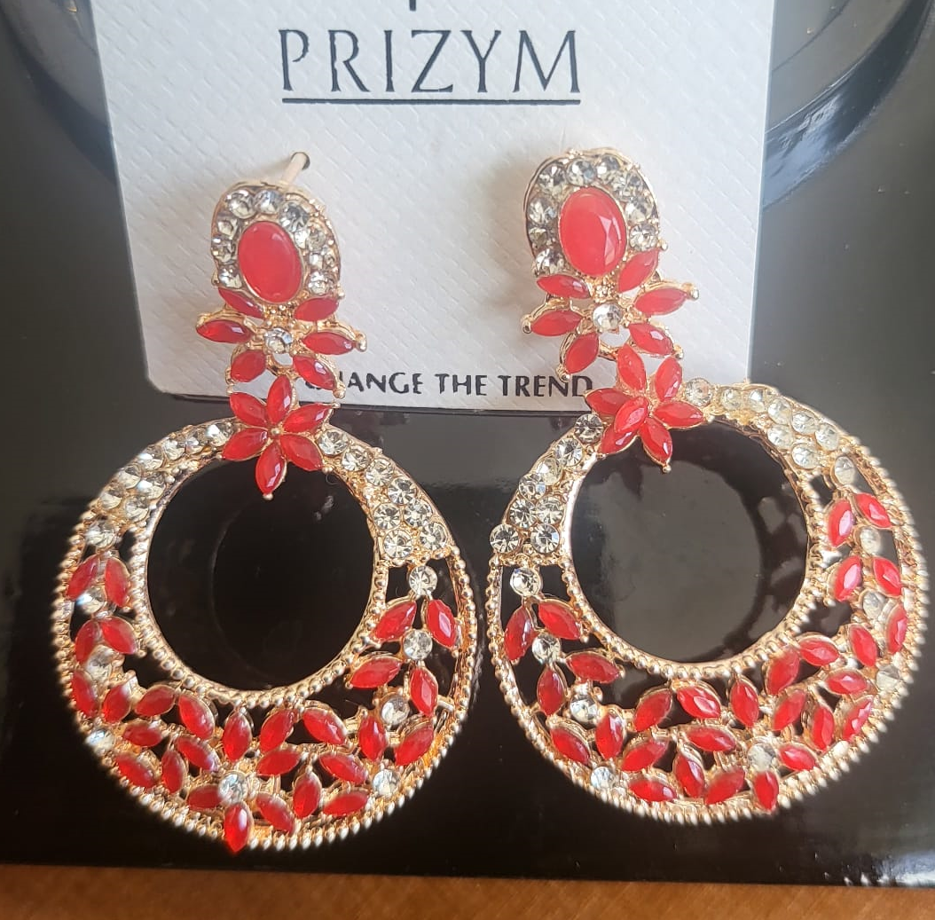 Red Flower design Hoop - E21