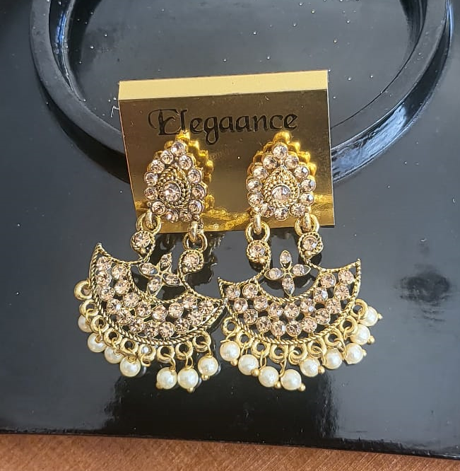 Statement Gold Earring with Stones -E23
