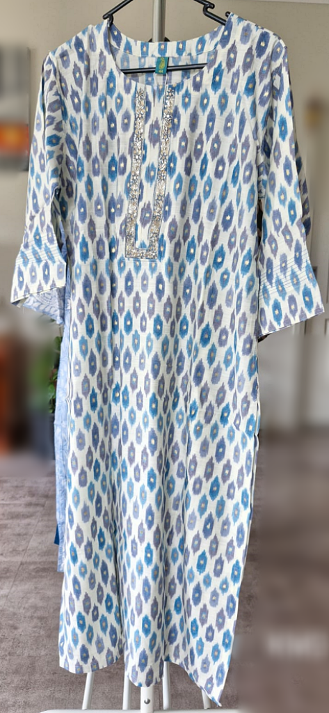 Elegant Blue Pattern Kurti - KM2