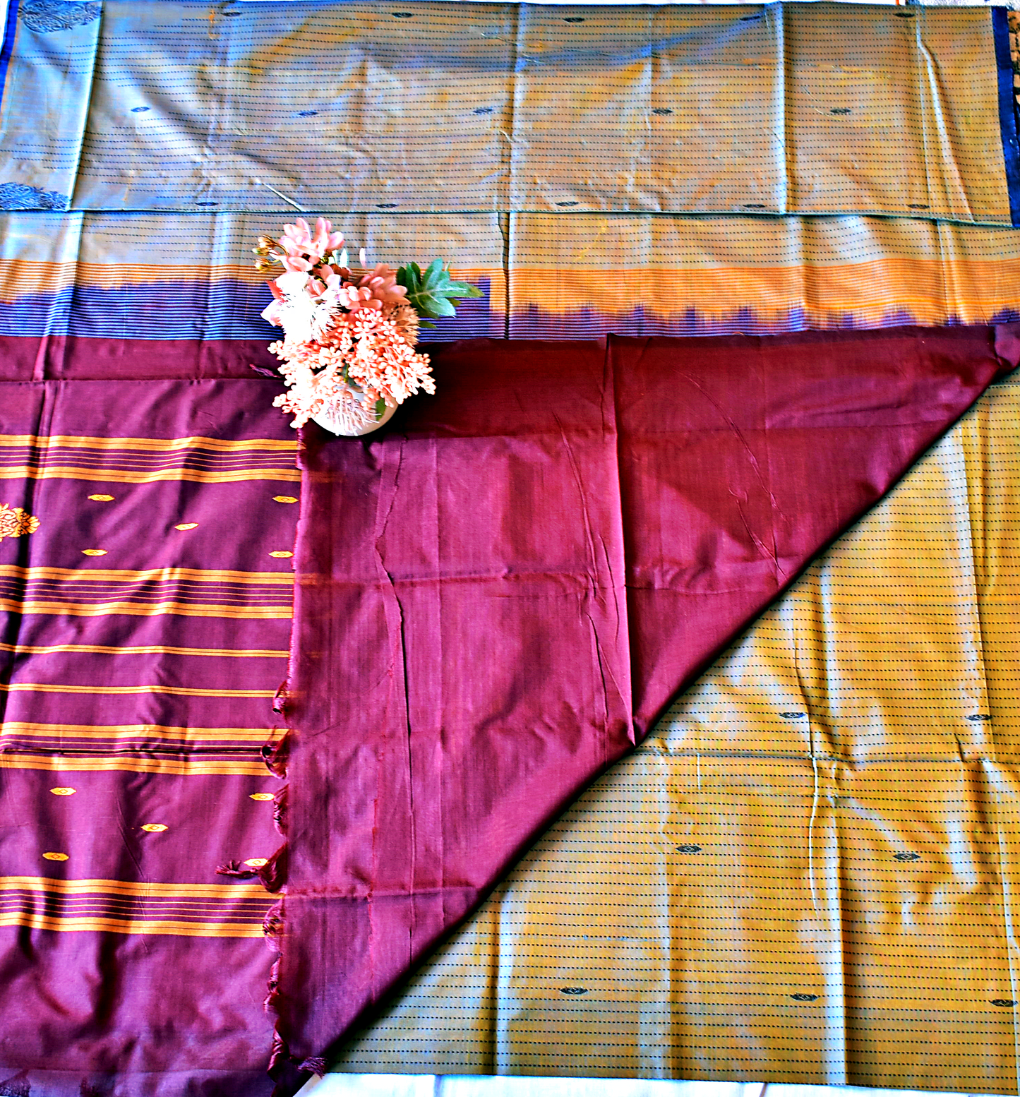 Handwoven Chettinadu Pure Cotton Saree - SRM3