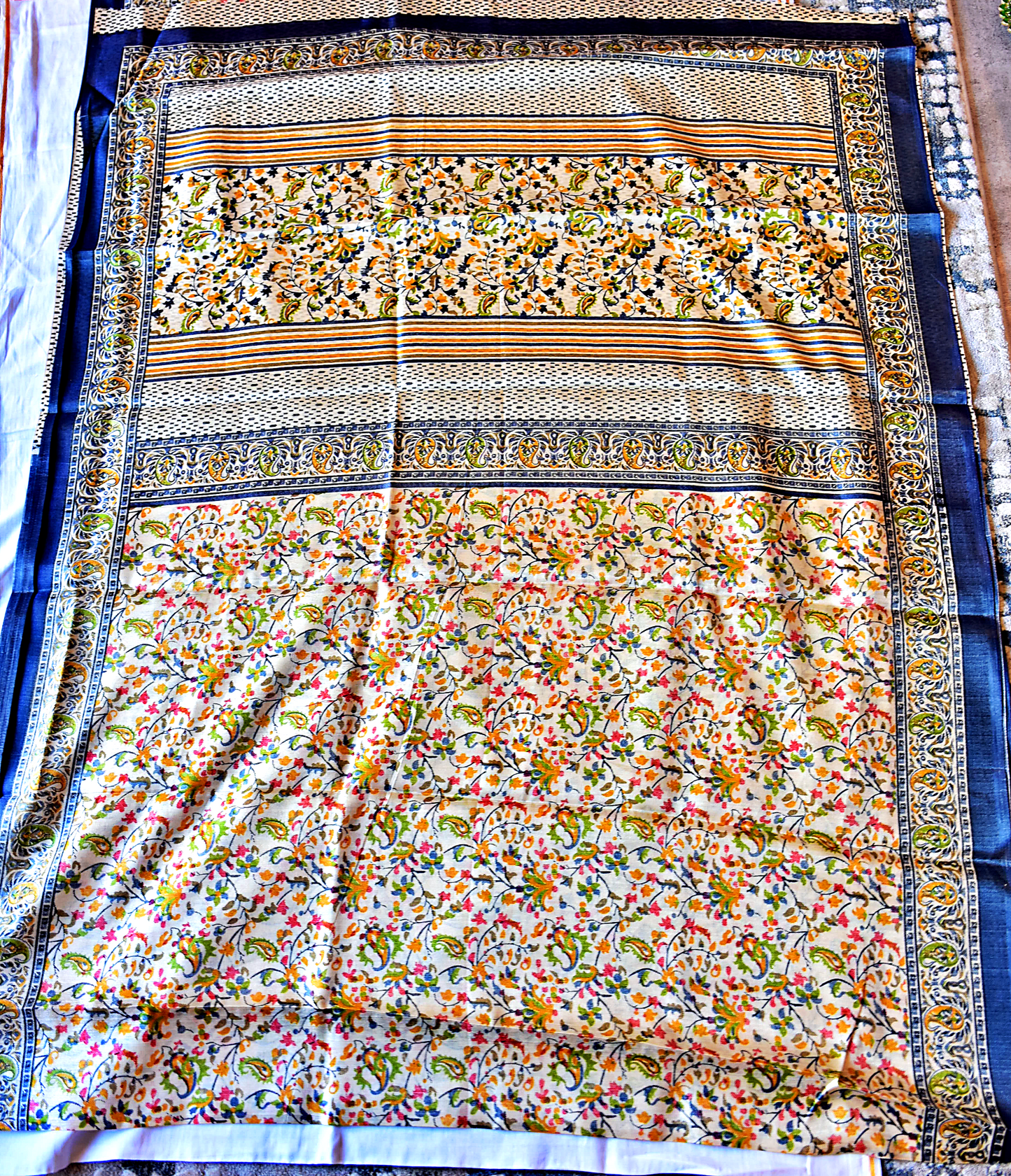 Semi Tussar Printed with Floral Patterns - SKH3