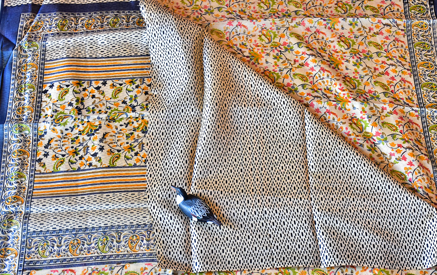 Semi Tussar Printed with Floral Patterns - SKH3