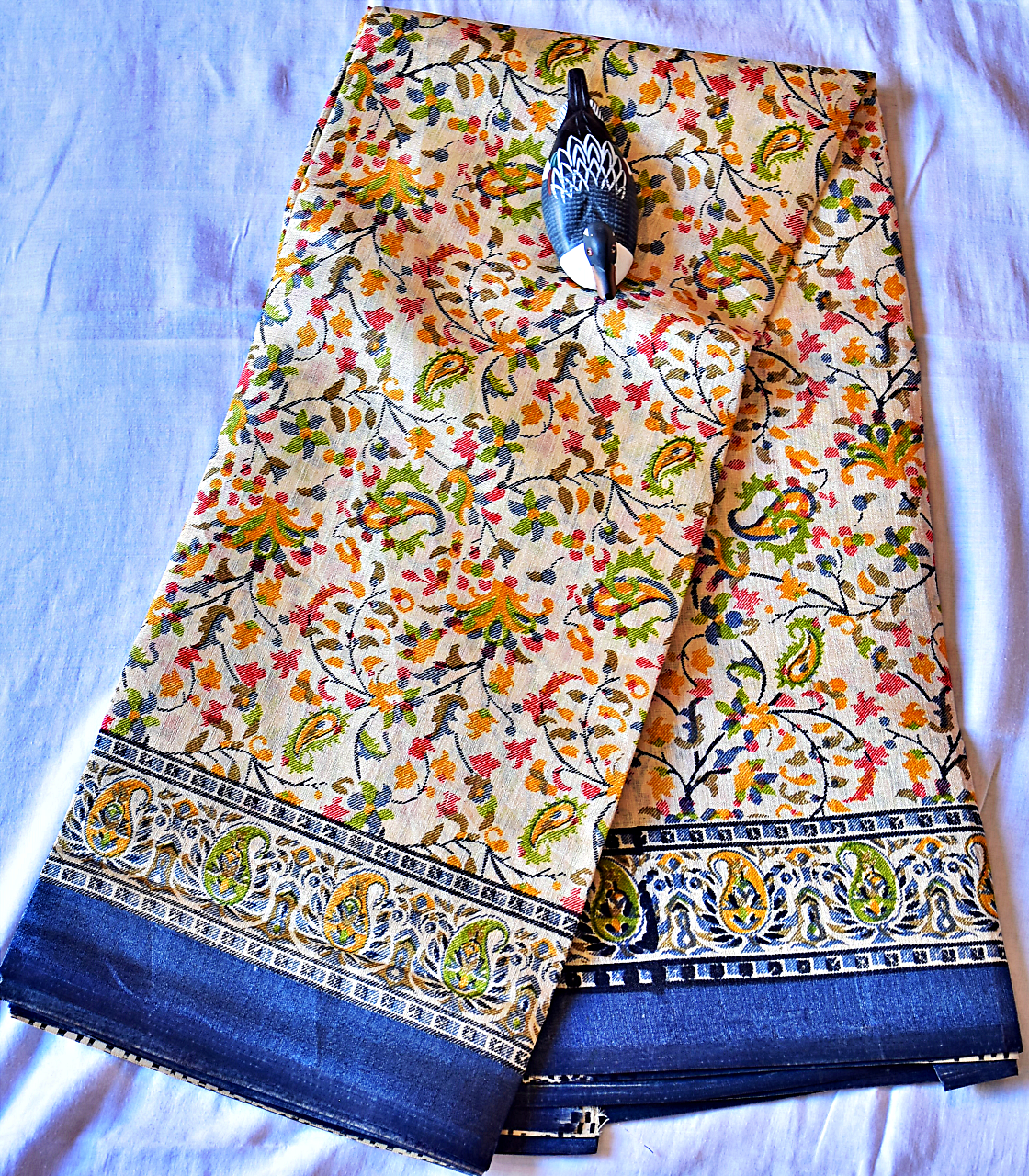 Semi Tussar Printed with Floral Patterns - SKH3