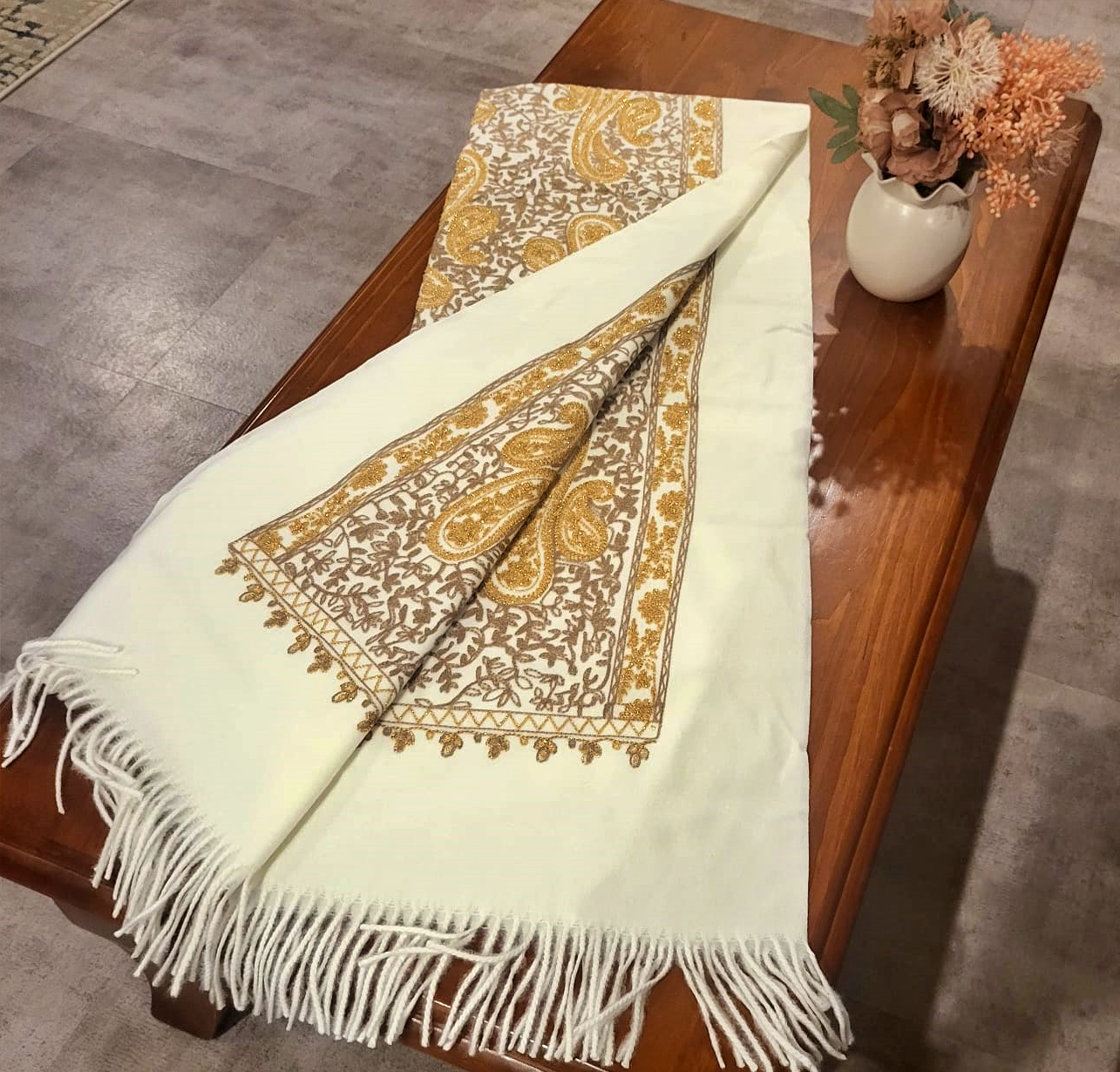 Cashmere Shawl White - SH10