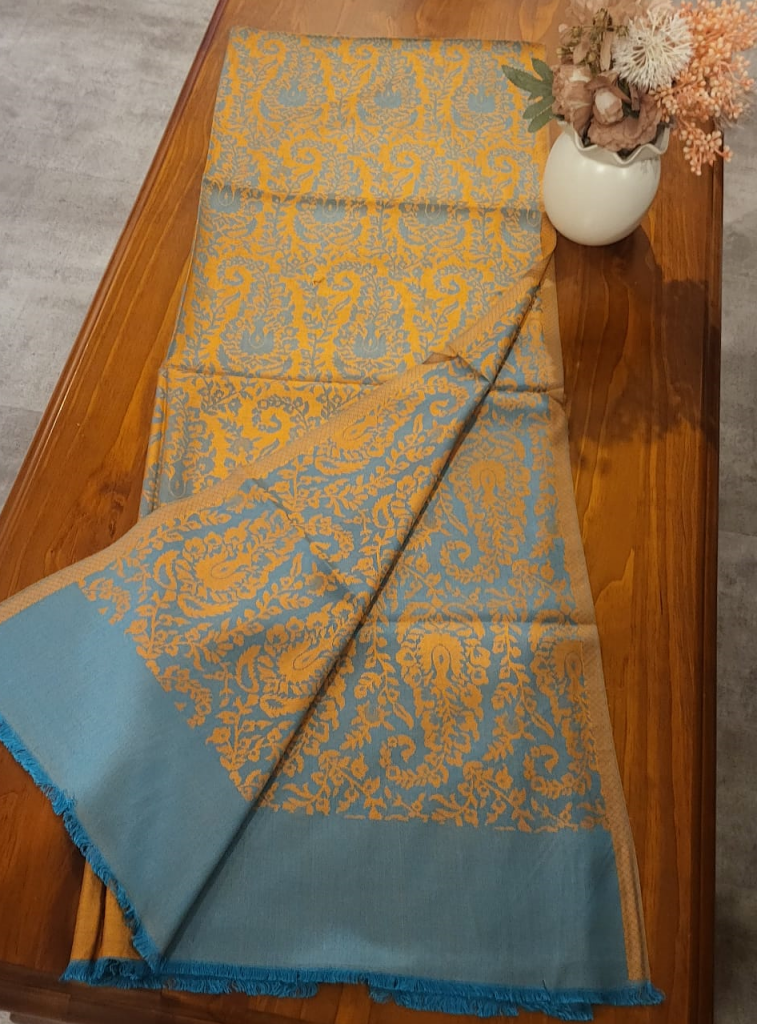 Pashmina Stole Orange & Blue Pattern - SHDH14