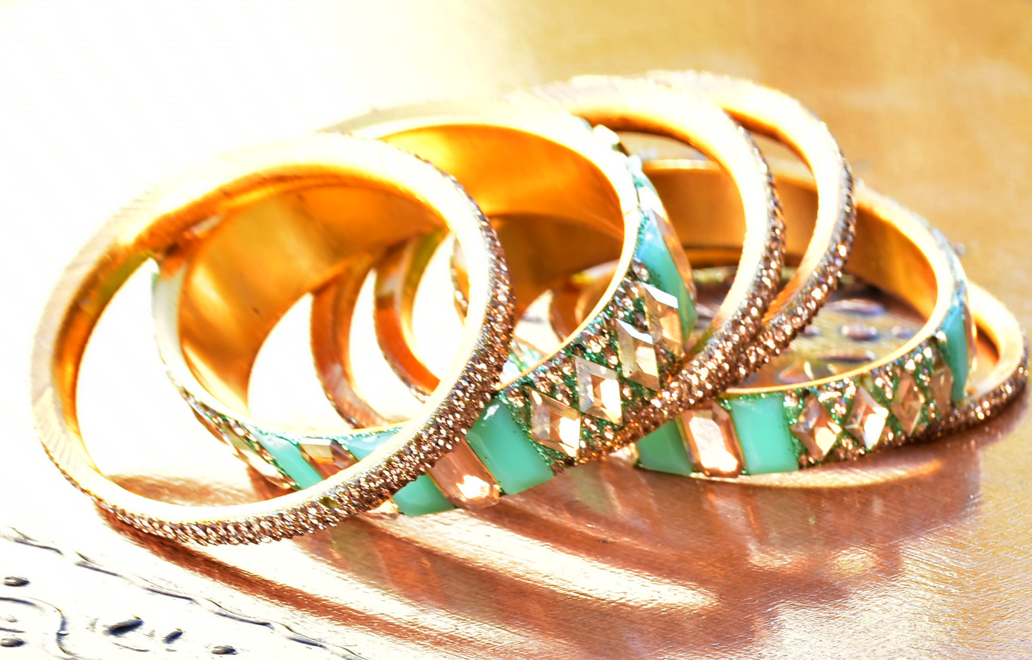 Gem Stone Bangles Set - j1