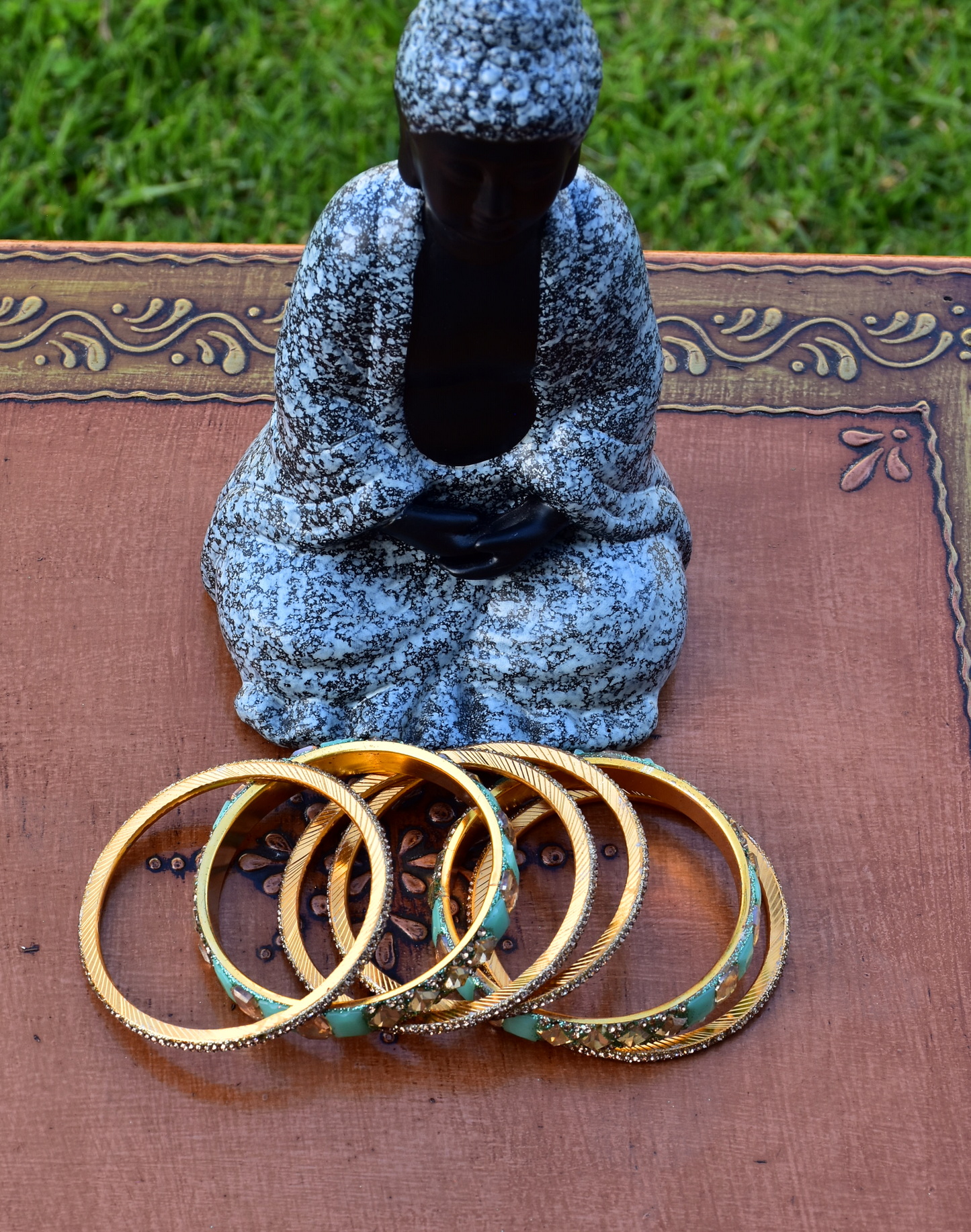 Gem Stone Bangles Set - j1
