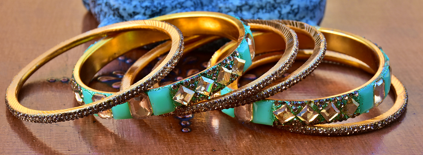 Gem Stone Bangles Set - j1