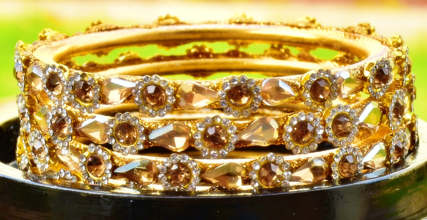 Copper Colour Stone Work Bangles - J12