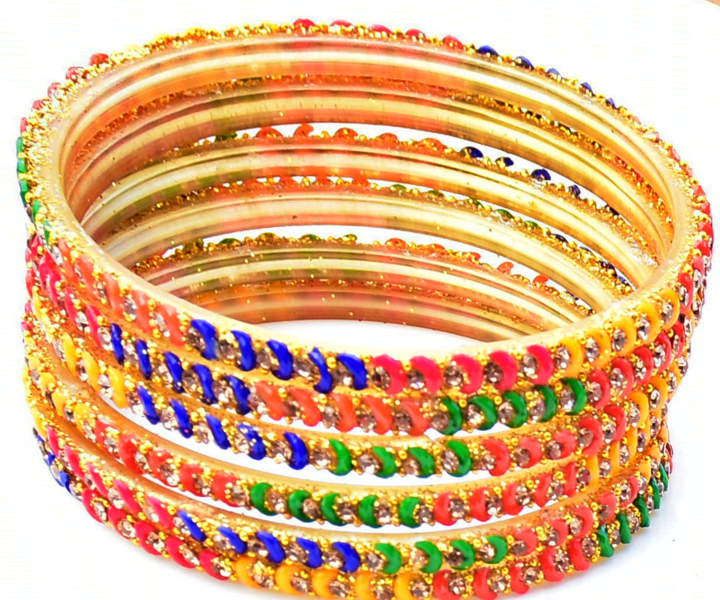 Rainbow Colred Gold Bangles - j3