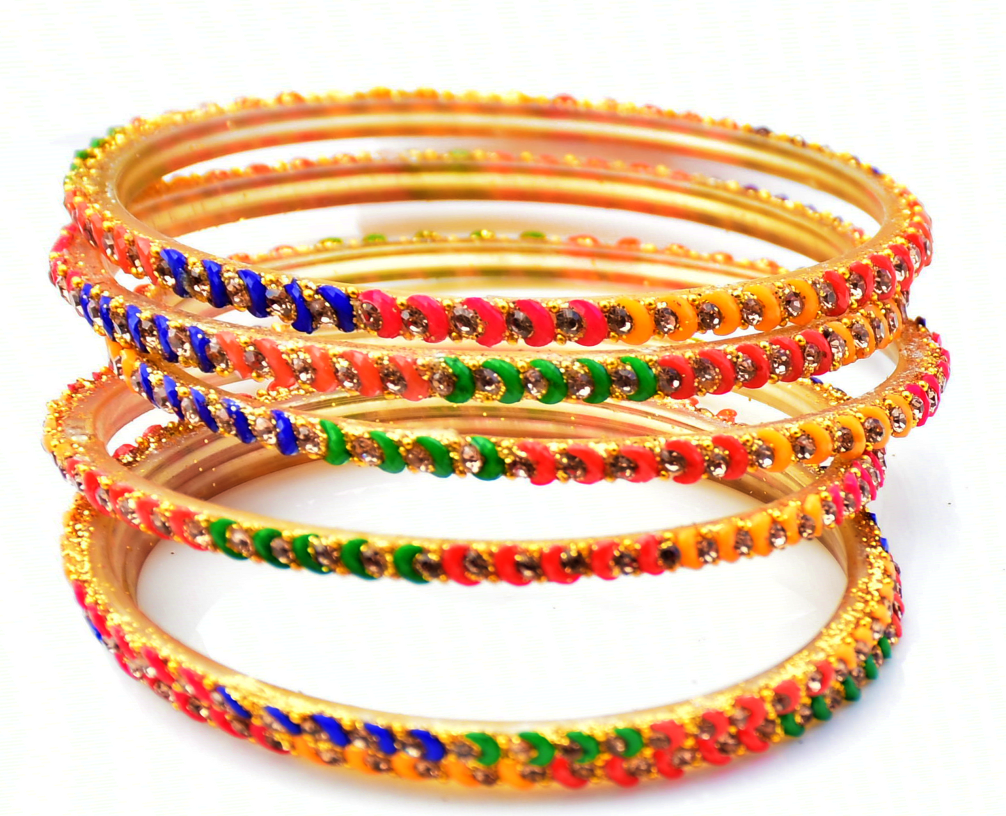 Rainbow Colred Gold Bangles - j3