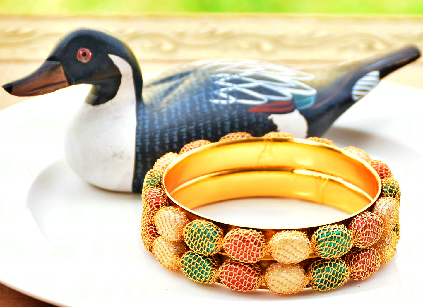 Gold bangle With Marble - J5