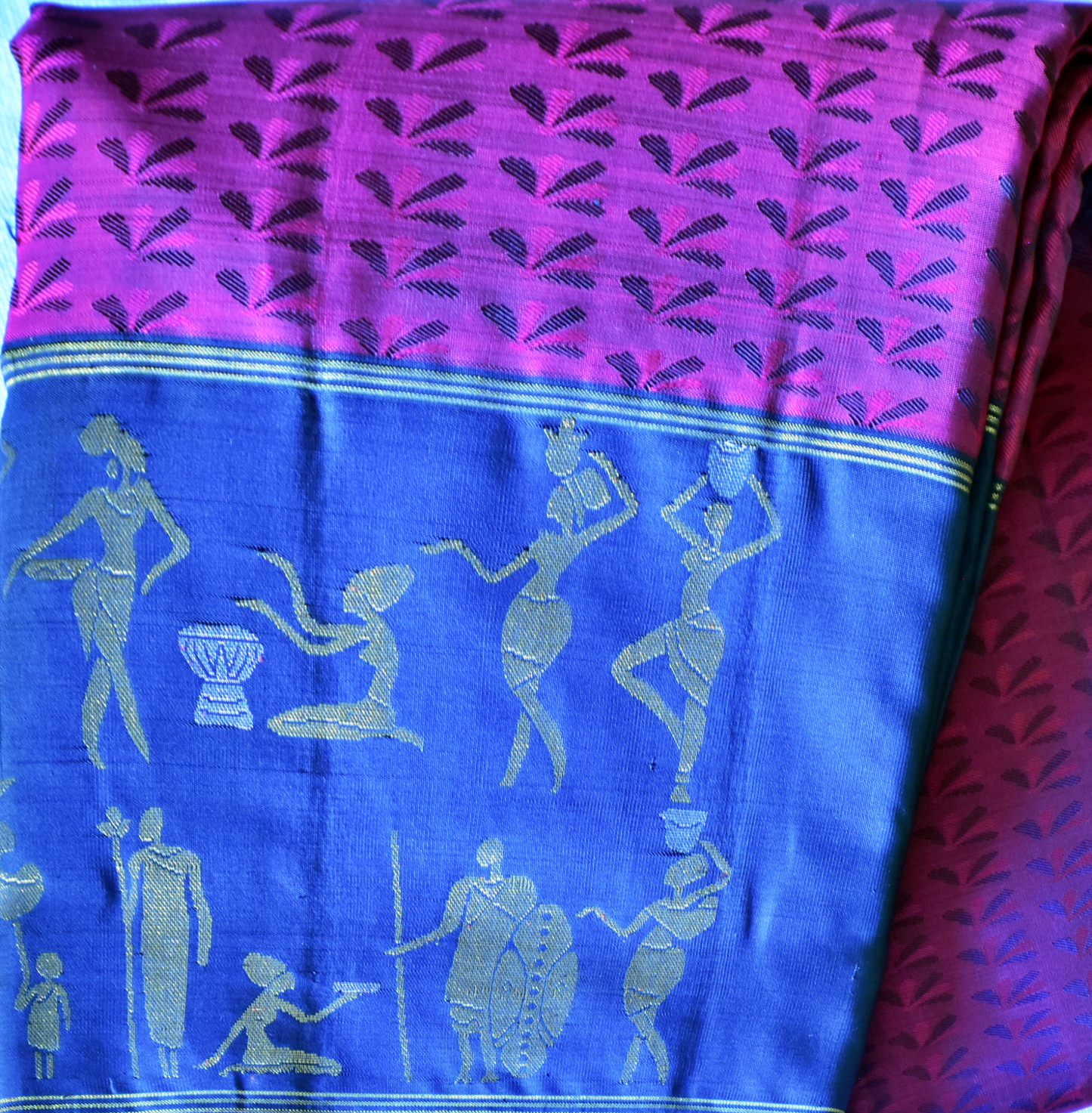 Pure Kancheepuram Saree with Gold Zari Borders - ST7