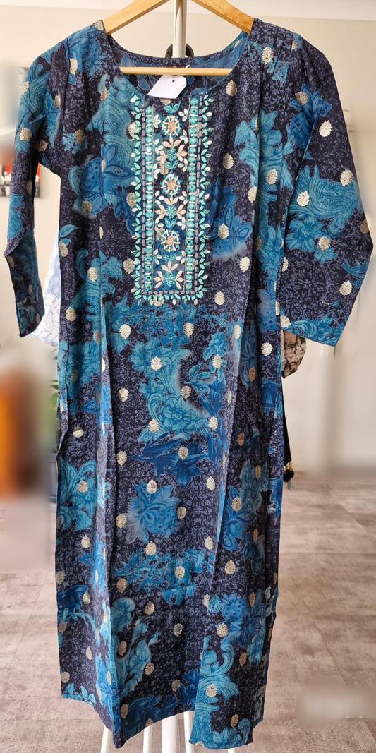 Blue Pattern Kurti - KM1