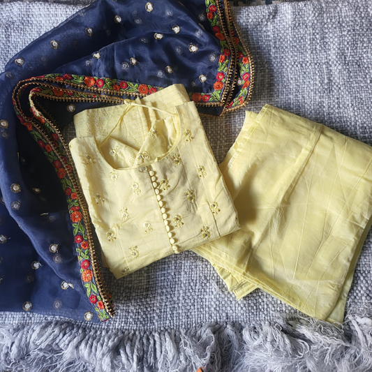 Yellow embroidery salwar set - CS23