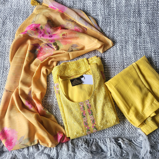 Yellow Hakooba Design Salwar Set - CSA15