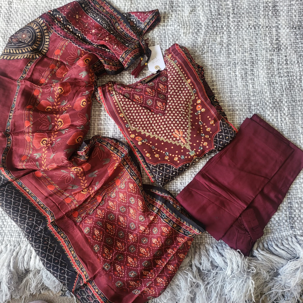 Red & Black Design Salwar Set - CSA17