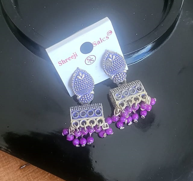 Rectangle Purple Jhumka -E11