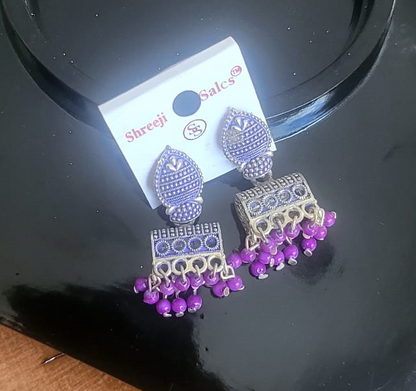 Rectangle Purple Jhumka -E11