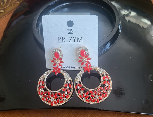 Red Flower design Hoop - E21