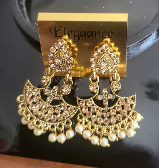 Statement Gold Earring with Stones -E23