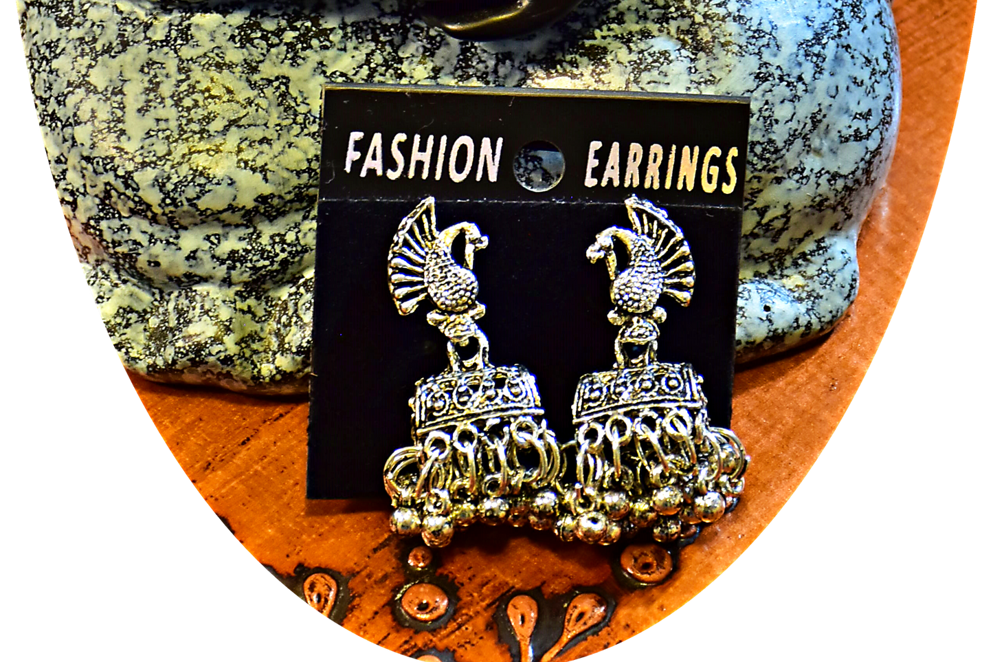 Peacock Design Silver Jhumka - JM3