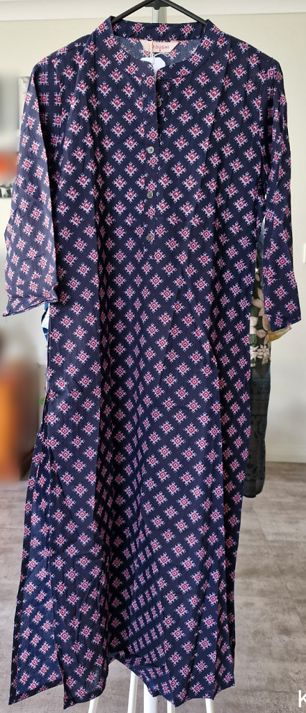 Dark Blue Pattern Kurti - KM6
