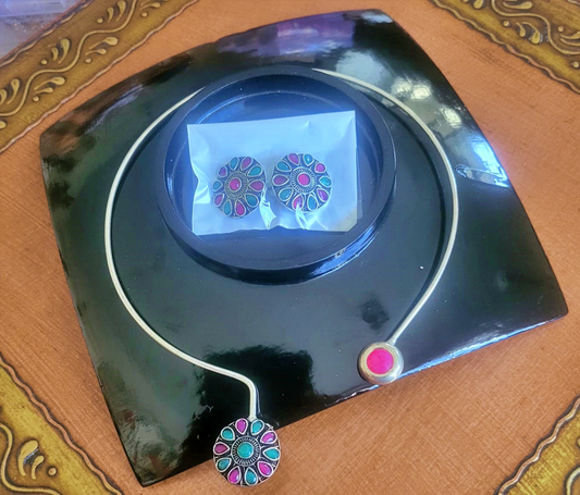 Elegant Flower Neckalce & Earring - N11