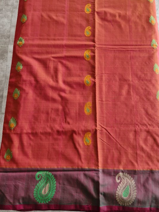 Handwoven Pure Chettinadu Cotton Saree - SRM4