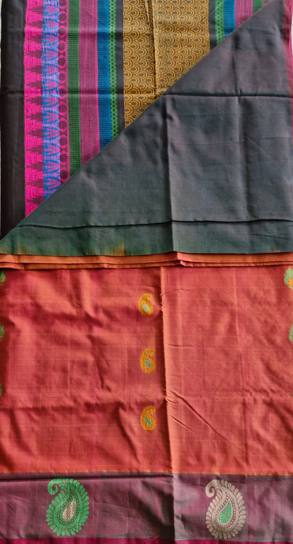 Handwoven Pure Chettinadu Cotton Saree - SRM4