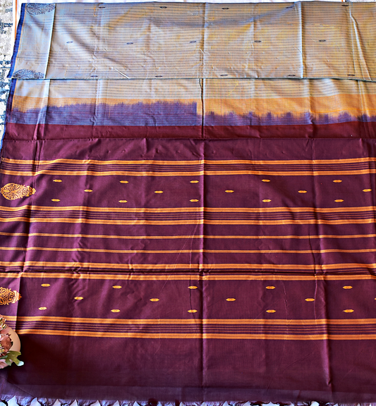 Handwoven Chettinadu Pure Cotton Saree - SRM3