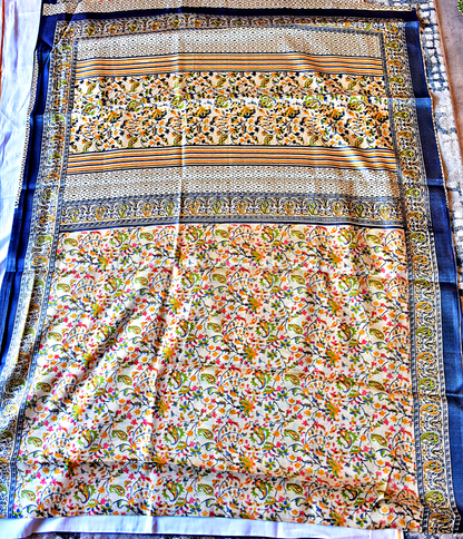 Semi Tussar Printed with Floral Patterns - SKH3