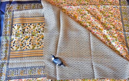 Semi Tussar Printed with Floral Patterns - SKH3
