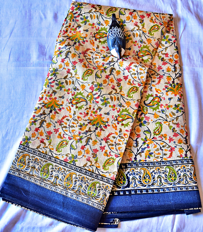 Semi Tussar Printed with Floral Patterns - SKH3