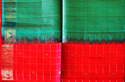 Handwoven Kancheepuram Soft Silk Saree with Contrast Borders - SD13