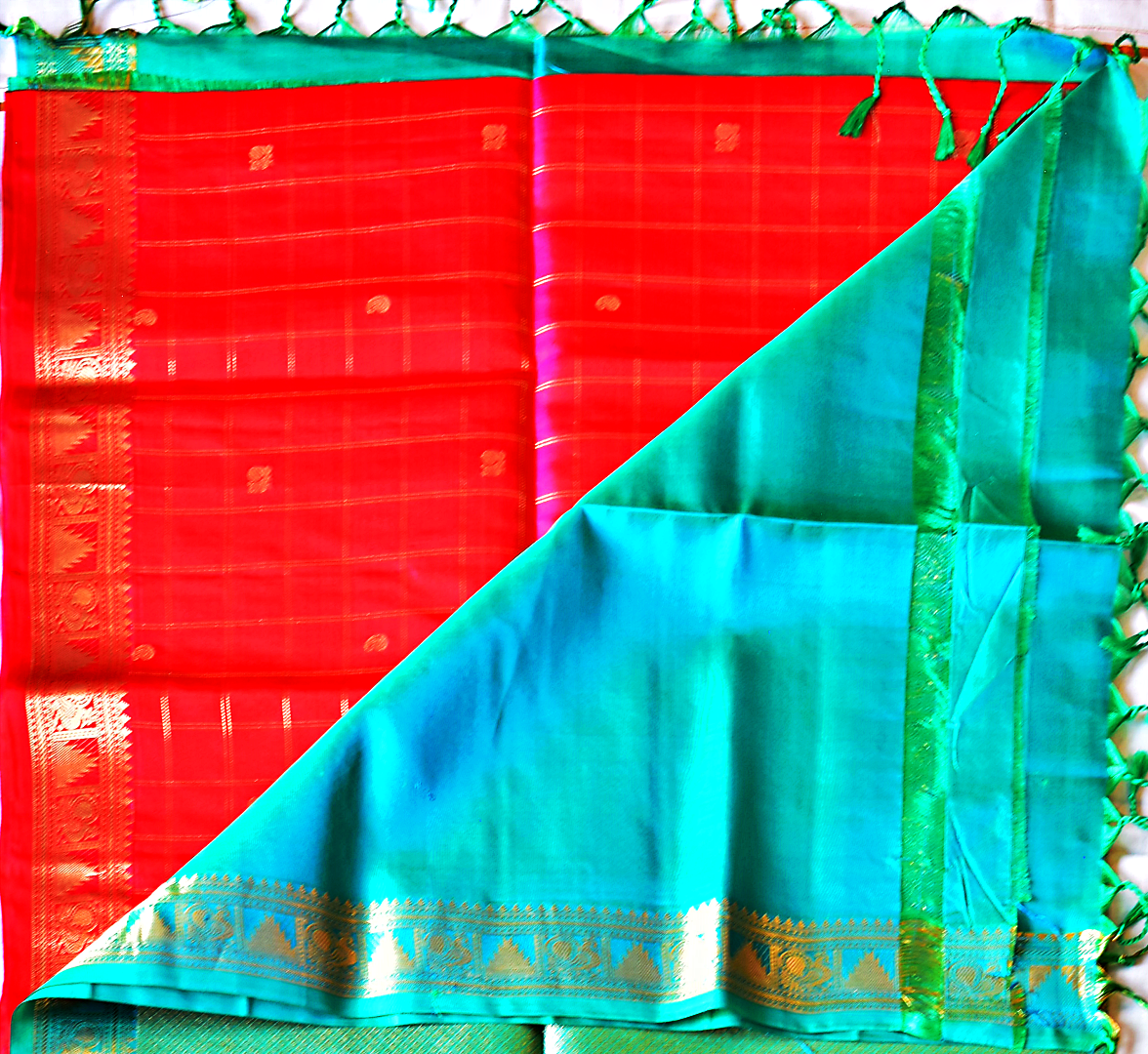 Handwoven Kancheepuram Soft Silk Saree with Contrast Borders - SD13