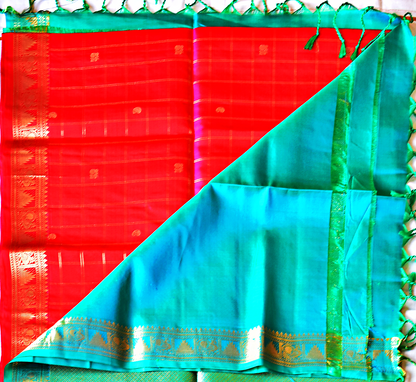Handwoven Kancheepuram Soft Silk Saree with Contrast Borders - SD13