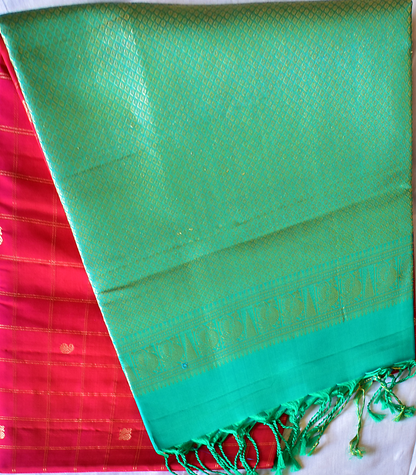 Handwoven Kancheepuram Soft Silk Saree with Contrast Borders - SD13