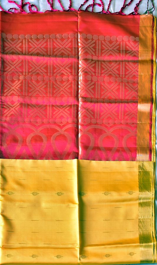 Handwoven Kanchipuram Soft Saree with Gold Zari Borders -SD12
