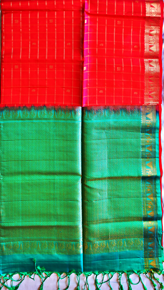Handwoven Kancheepuram Soft Silk Saree with Contrast Borders - SD13