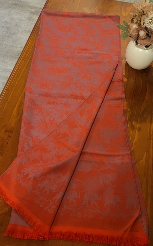 Pashmina Stole Red color with Floral Pattern - SHDH13