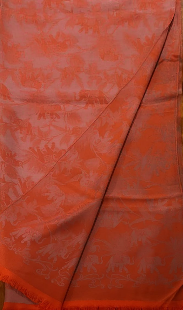 Pashmina Stole Red color with Floral Pattern - SHDH13