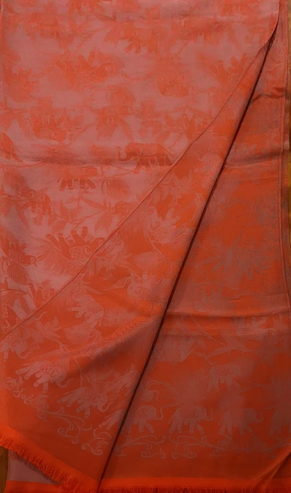 Pashmina Stole Red color with Floral Pattern - SHDH13