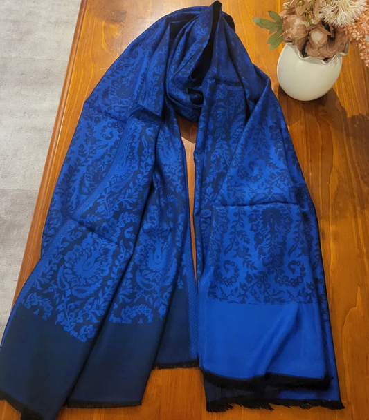 Pashmina Stole Navy Blue Floral Patterns - SHDH16