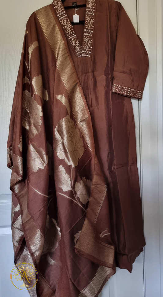 Brown 3pc Salwar Set - CARA2513